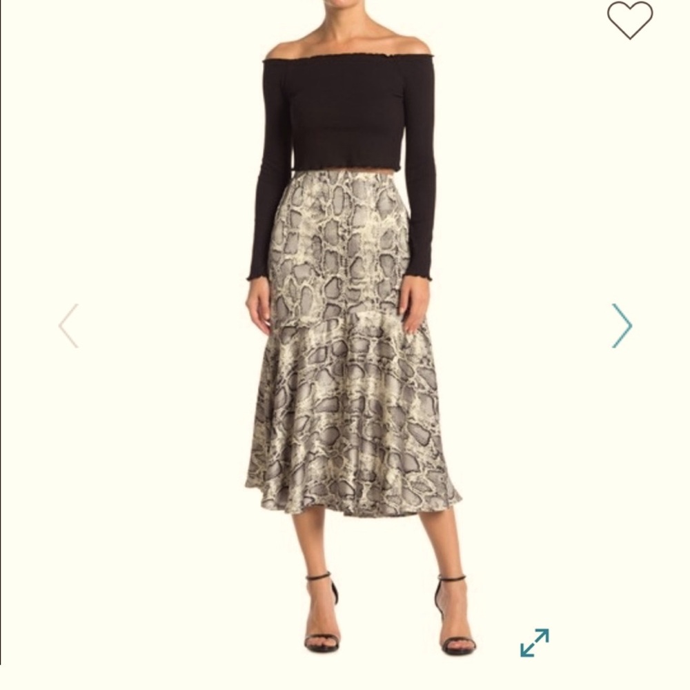 Elodie Satin Snake Print Midi Skirt